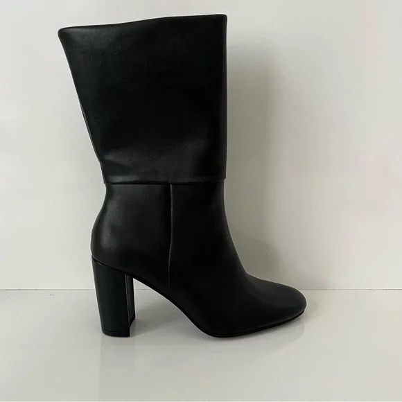CHARLES DAVID Billow Faux Leather Pointed Toe Block Heeled Boot in Black NEW - Picture 14 of 14